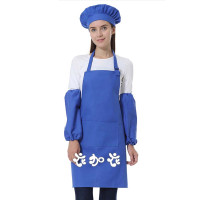 [衣加衣]大人藍色廚師帽圍裙袖套組(帆布款)