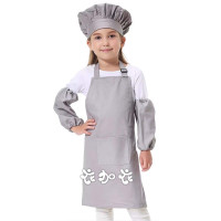 [衣加衣]兒童廚師帽圍裙袖套組(灰色棉布款)