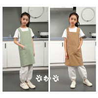 [衣加衣-多色任選]兒童棉麻圍裙(X型肩帶 小號:總長70公分)
